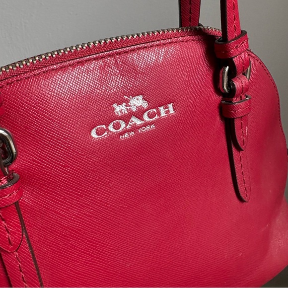 COACH Peyton F32582 Mini Dome Crossbody Bag Red - Picture 9 of 15